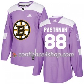 Adidas Maillot de Hockey Boston Bruins David Pastrnak 88 2017-2018 Violet Fights Cancer Practice Authentic - Homme
